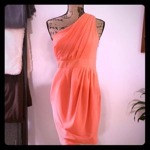 Shoshanna Melanee One Shoulder Dress in Melon